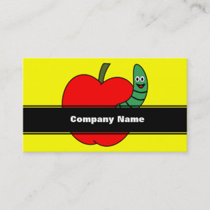 Carte De Visite Pomme rouge ver vert