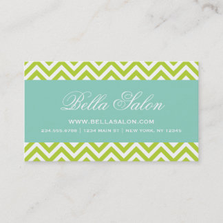 Carte De Visite Pomme verte et Aqua moderne Chevron Stripes