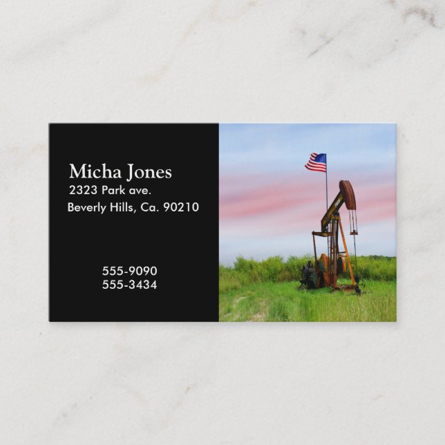 Carte De Visite Pompe à huile avec le drapeau américain (Devant)