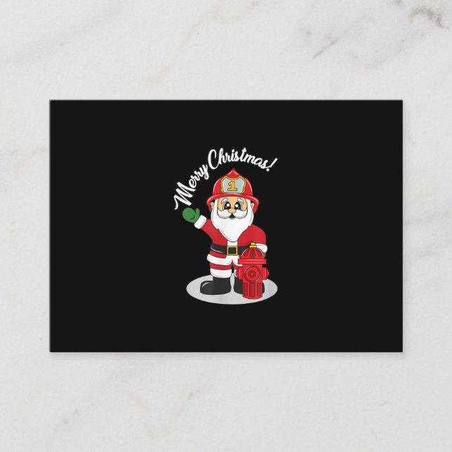 Carte De Visite Pompier de Noël Père Noël hiver (Devant)