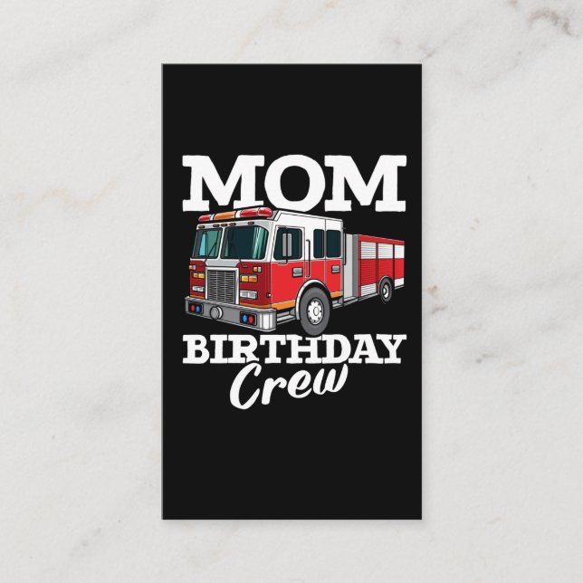 Carte De Visite Pompier Enfants Pompiers Camion Maman Anniversaire (Devant)