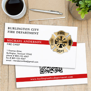 Carte De Visite Pompier Logo personnalisé Service d'incendie QR