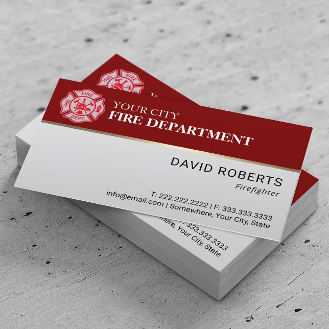 Carte De Visite Pompier Professionnel Logo du Service d'Incendie R (Créateur téléchargé)