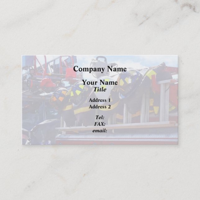 Carte De Visite Pompiers - Casque sur camion-pompier (Devant)