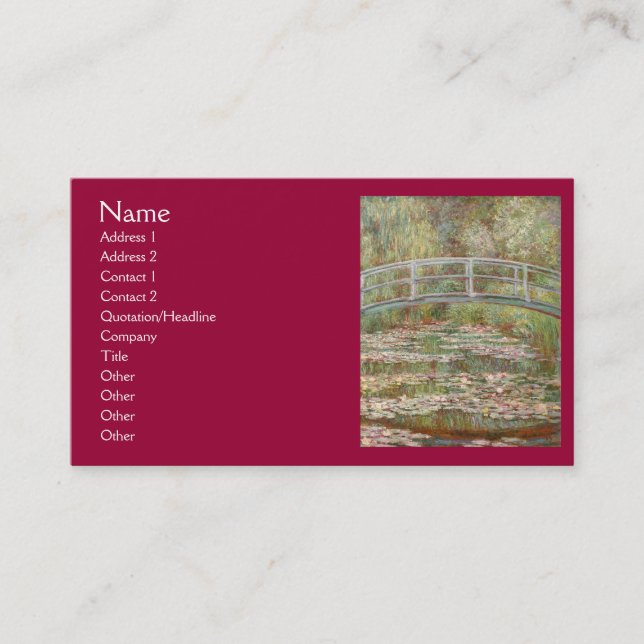 Carte De Visite Pont au-dessus d'un étang de puits par Monet (Devant)