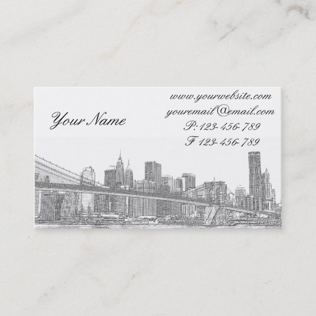 Carte De Visite Pont de Brooklyn et horizon de Manhattan (Devant)