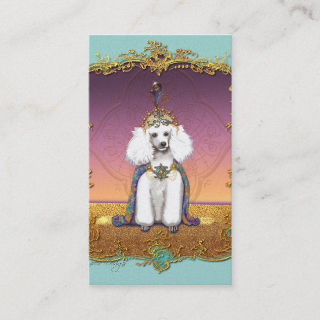 Carte De Visite Poodle blanc en costume (Devant)