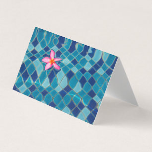 Carte De Visite Pool party blues rose fleur flottante couleur pop