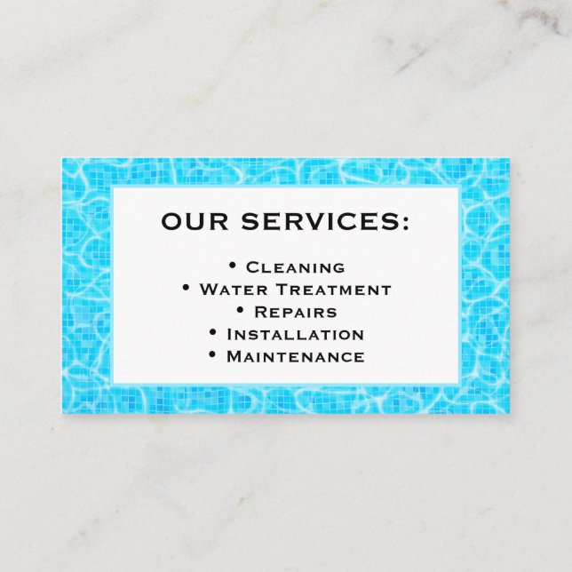 Carte De Visite Pool Service Business Card Template (Dos)