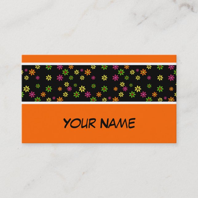 Carte De Visite Pop art Flowers seamless pattern + your ideas (Devant)