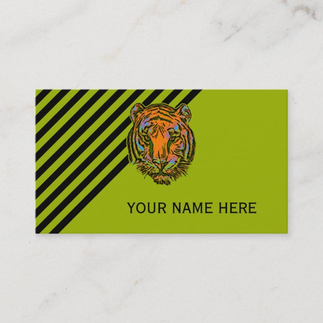 Carte De Visite Pop Art TIGER HEAD + votre backgr. & idées (Devant)