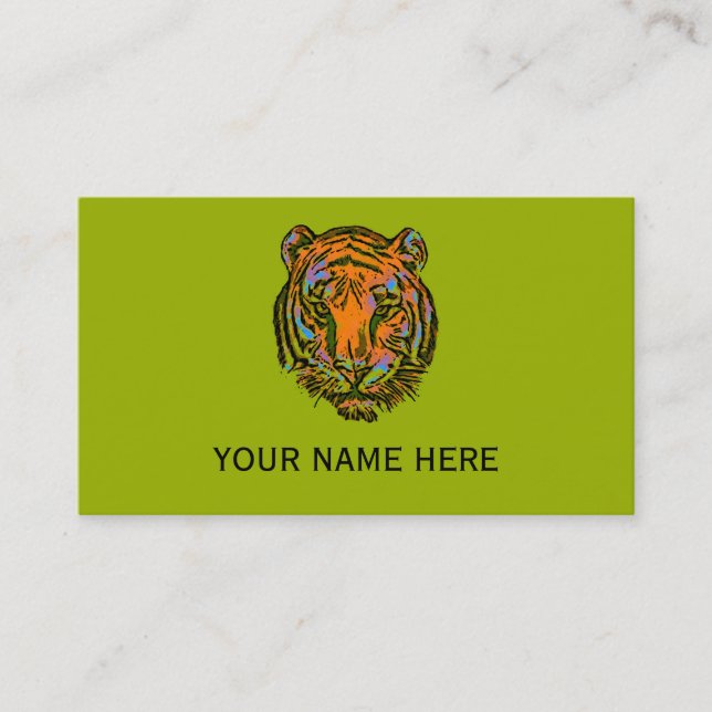 Carte De Visite Pop Art TIGER HEAD + votre backgr. & idées (Devant)