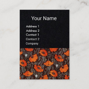 Carte De Visite POPIES ROUGES Monogramme Floral Livre noir blanc