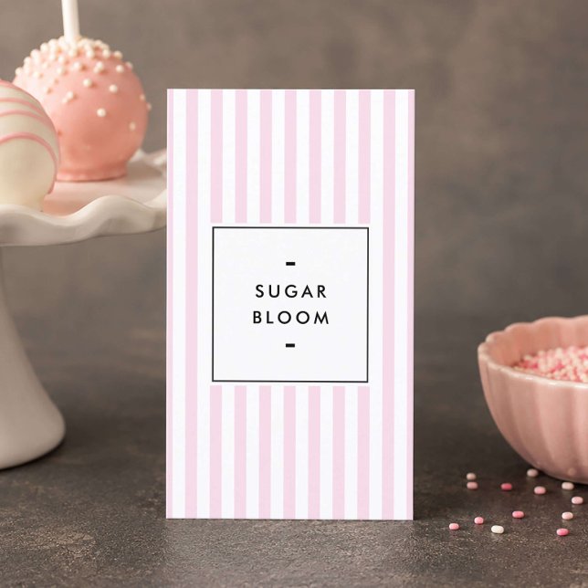 Carte De Visite Pops de gâteau rayés rose rétro (Créateur téléchargé)