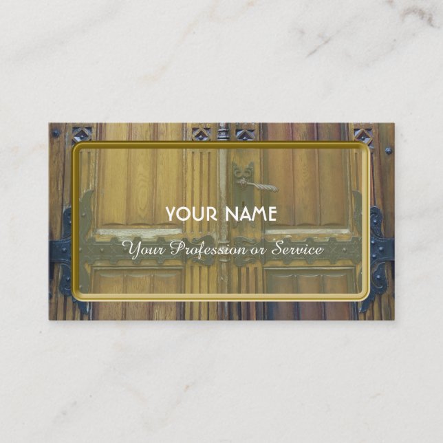 Carte De Visite Porte ancienne avec ferrures en fer (Devant)