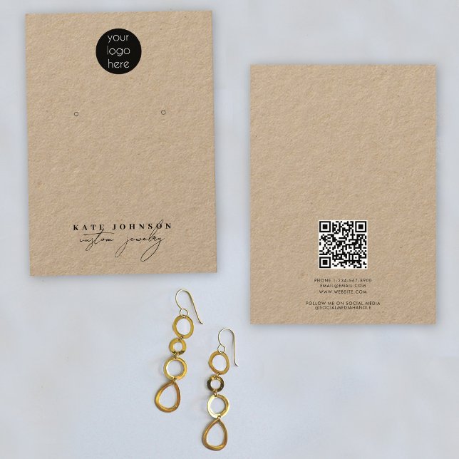 Carte De Visite Porte-bijoux Écran d'oreille Logo d'entreprise Kra (Jewelry Holder Earring Display Business Logo Kraft Business Card)