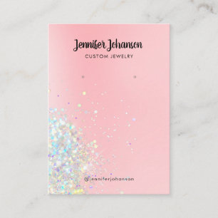 Carte De Visite Porte-bijoux en paillettes holographiques rose B