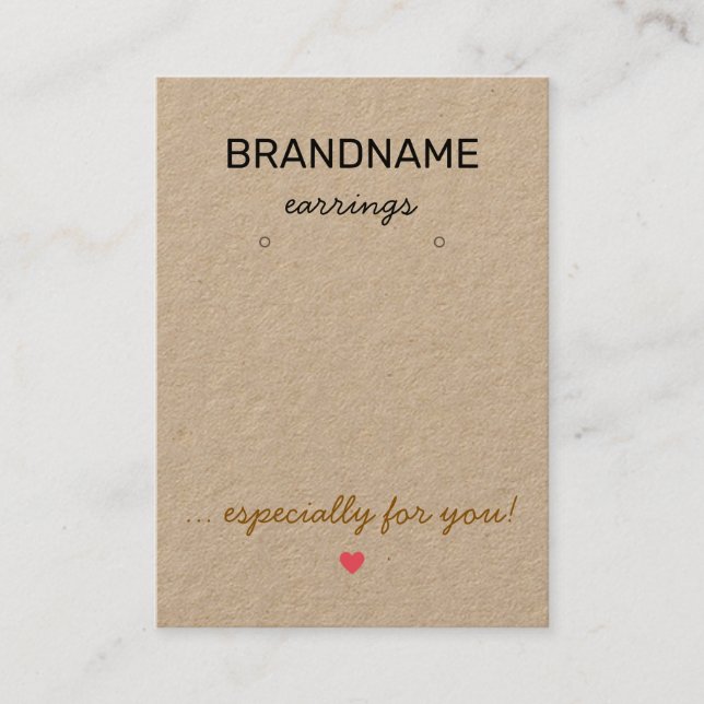 Carte De Visite Porte-boucles en papier kraft rustique fait main (Devant)