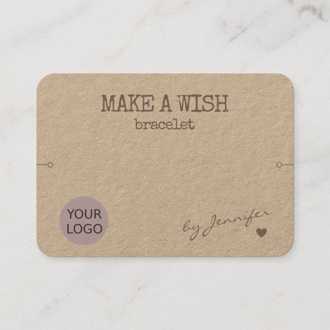 Carte De Visite Porte-bracelet en papier naturel rustique fait mai (Devant)