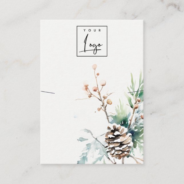 Carte De Visite Porte-collier de logo Blush Snow Winter Berries (Devant)