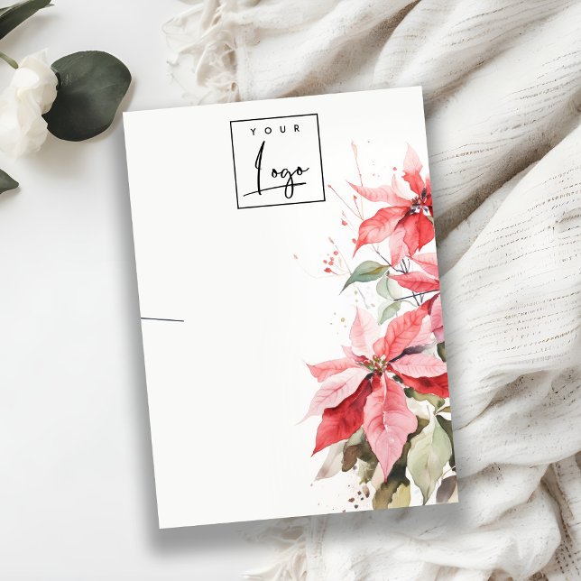 Carte De Visite Porte-collier de logo rouge Poinsettia Florals (Créateur téléchargé)