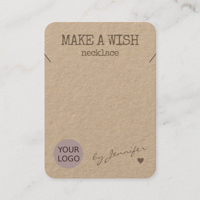 Carte De Visite Porte-collier en papier naturel rustique fait main (Devant)