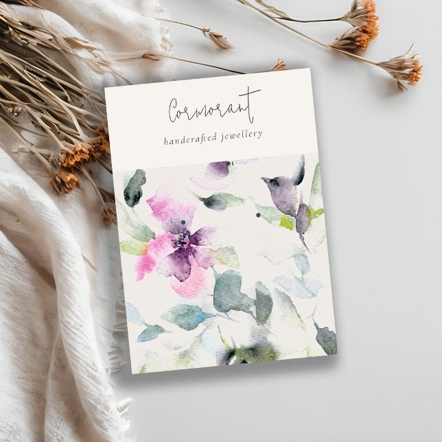 Carte De Visite Porte-culotte rose violet à script floral (Créateur téléchargé)