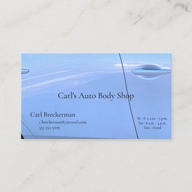Carte De Visite Porte de voiture bleu clair (Devant)
