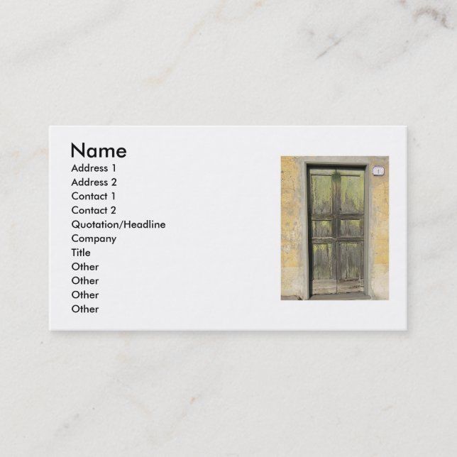 Carte de visite Porte en Bois Vert (Devant)