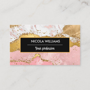 Carte De Visite Porte en marbre rose et Parties scintillant or