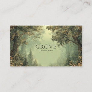 Carte De Visite Porte forestière éthérée d'arbres anciens Vert oli