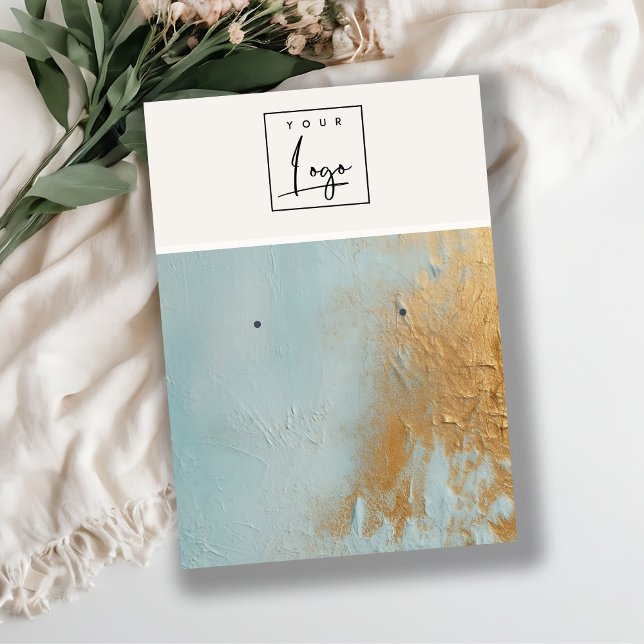 Carte De Visite Porte-oreille du logo de peinture à l'huile bleue (Créateur téléchargé)