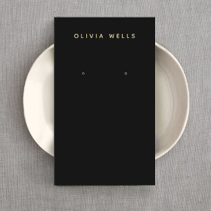 Carte De Visite Porte-oreille noir simple et moderne