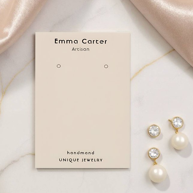 Carte De Visite Porte-oreille Personnalisable Boho Chic fait main (Customizable Earring Holder Card 'Front')