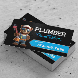 Carte De Visite Porte-plomberie Handyman & Plumer Noir