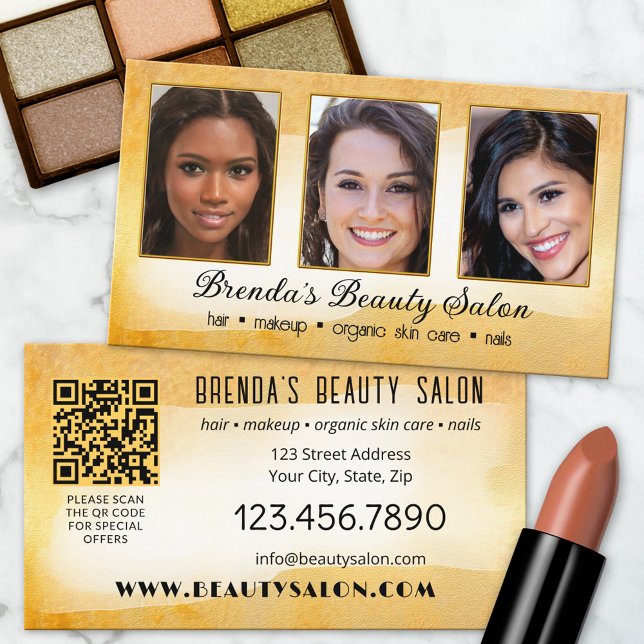 Carte De Visite Portefeuille artistique Aquarelle or Beauté (Créateur téléchargé)