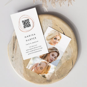 Carte De Visite Portefeuille photo de code QR Abstrait Rose modern