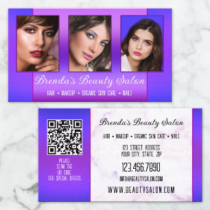 Carte De Visite Portfolio Beauté Bleu Violet Professionnel