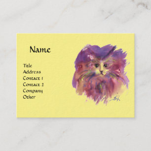 Carte De Visite PORTRAIT DE CHATTE ,jaune
