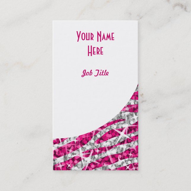 Carte De Visite Portrait de courbe blanche rose Glitz Zebra (Devant)