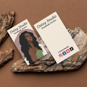 Carte De Visite Portrait de fille moderne Boucles d'oreilles Bijou