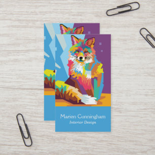 Carte De Visite Portrait de Pop Art Fox coloré