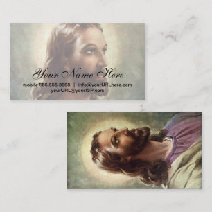 Carte De Visite Portrait religieux vintage de Jésus-Christ avec ha