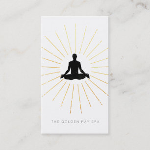 Carte De Visite Pose de yoga d'homme de méditation de rayons de