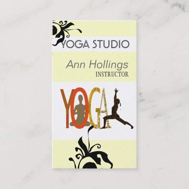 Carte De Visite Pose florale d'arbre de conception de yoga de lis (Devant)