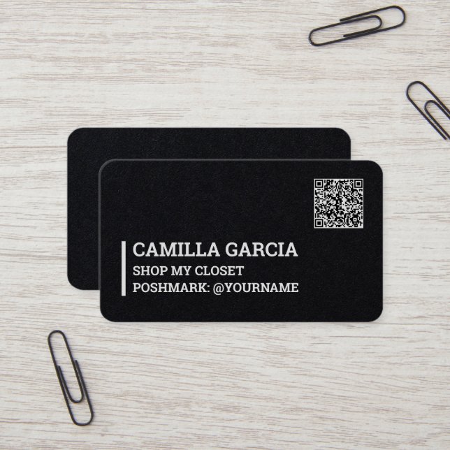 Carte De Visite Poshmark QR personnalisé (Devant/Arrière en situation)