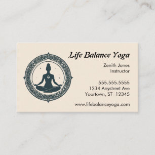 Carte De Visite Poste Lotus en Mandala Professeur de Yoga
