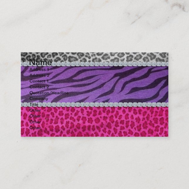 Carte De Visite Poster de animal Girly de diamant (Devant)
