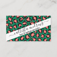 Poster de animal Léopard vert rose corail moderne