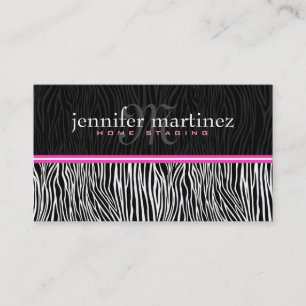 Carte De Visite Poster de animal noir blanc et rose-zèbre